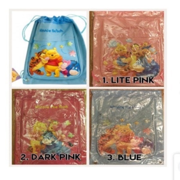 AUCTION PRICE👩🏻⚖️ Winnie the Pooh Cinch Backpack with Zipper Pocket - Blue - Picture 3 of 3